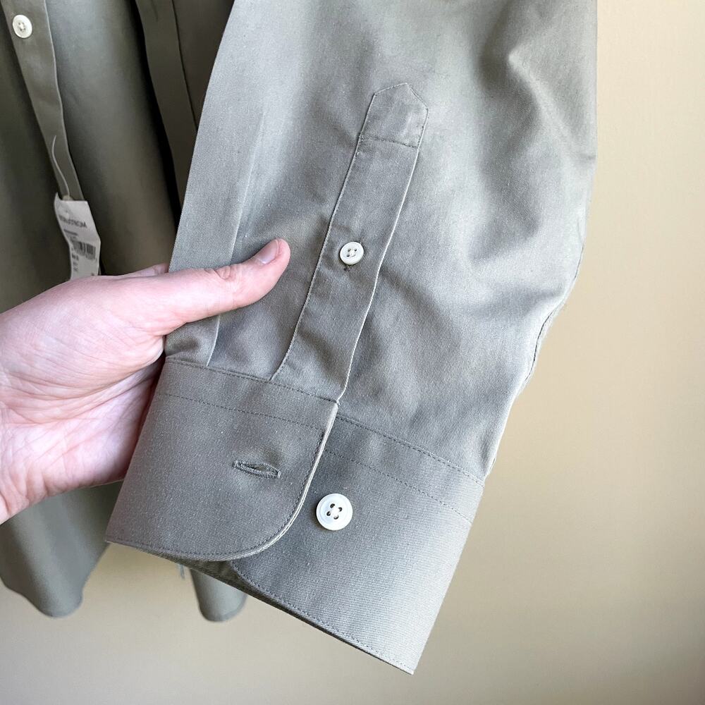 NWT Nordstrom 100% cotton smartcare light olive green button down shirt men's XL - Picture 5 of 7